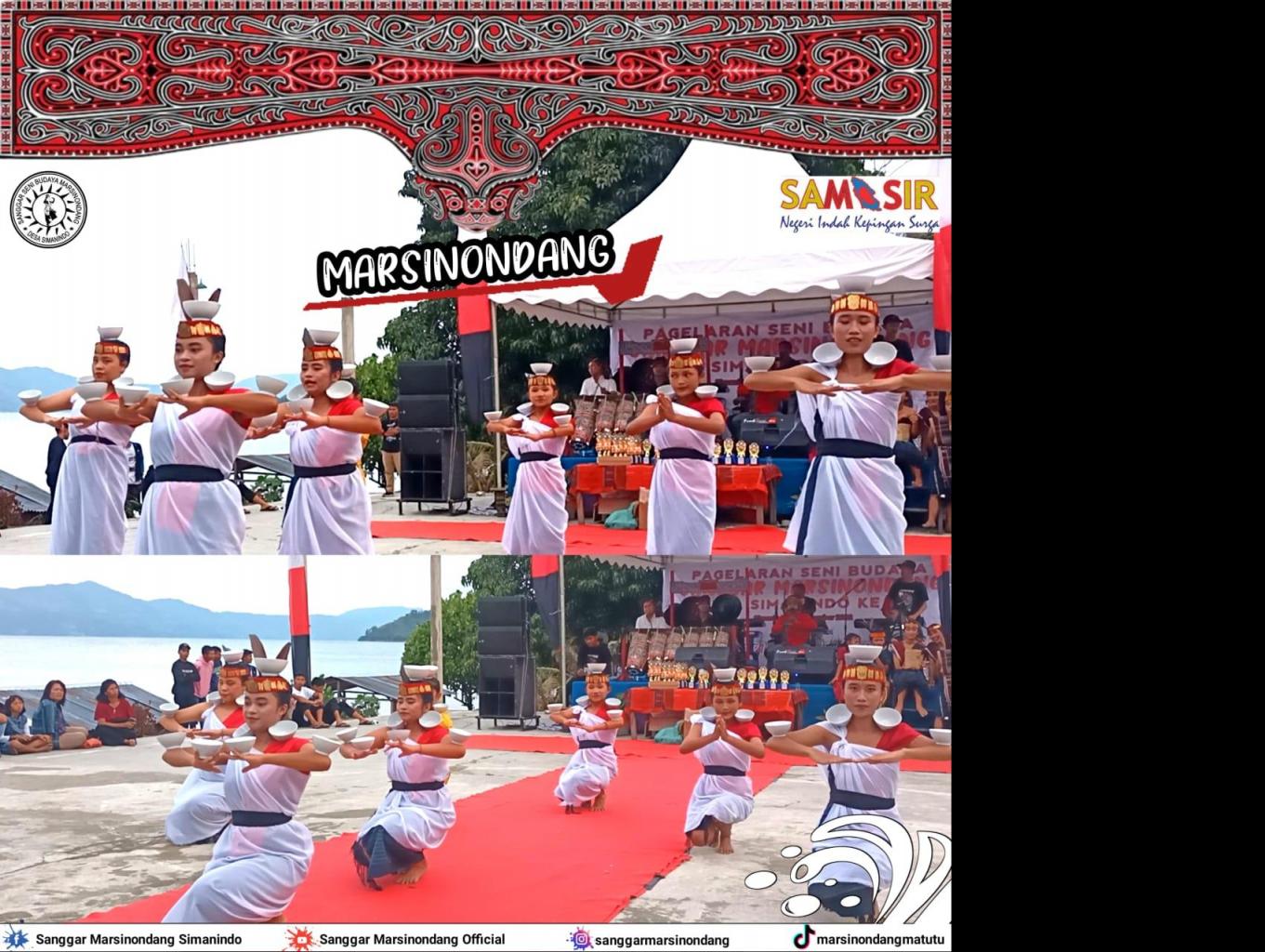 Atraksi tari tortor oleh Sanggar Marsinondang Simanindo