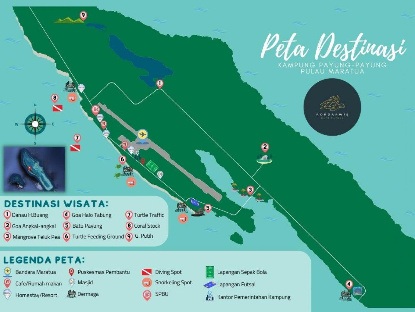 Peta Destinasi Wisata di Kampung Payung-payung