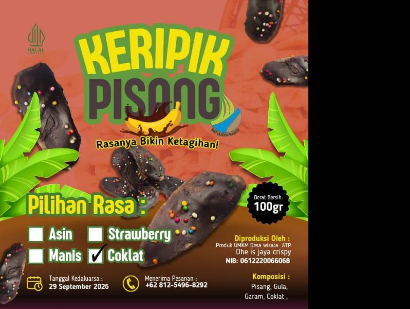 keripik pisang coklat