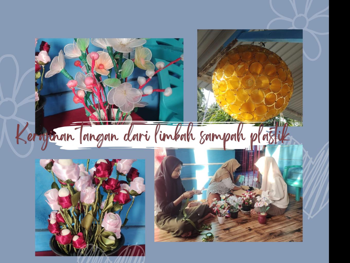 Hiasan Lampu dan bunga dari limba lastik