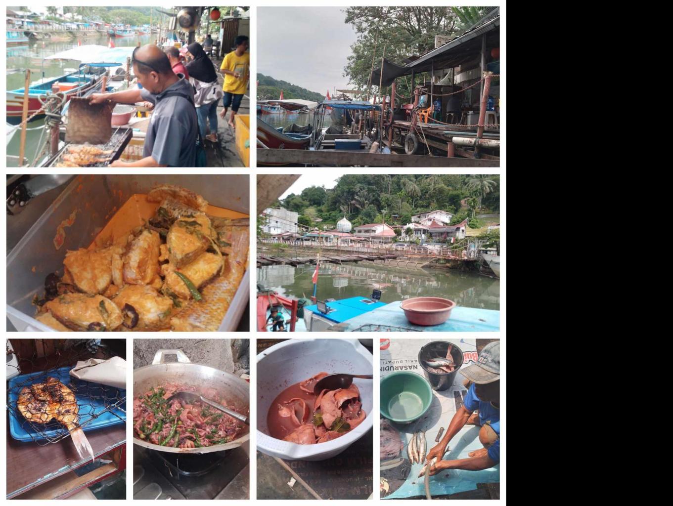 Makan  di atas kapal dengan menu berbagai makan laut