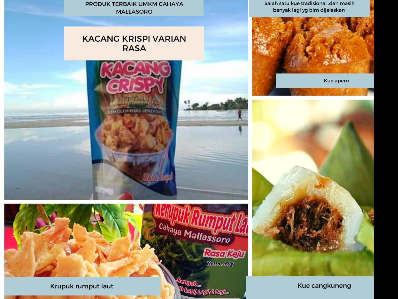 Kacang Krispi Original,krupuk Rumput Laut Dan Kue Tradisional Apem Dan Cangkuneng